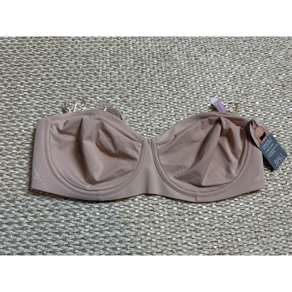 NWT Bali Coolest Smoothing Strapless Bra Nude Beige Multi-Way Underwire  40D